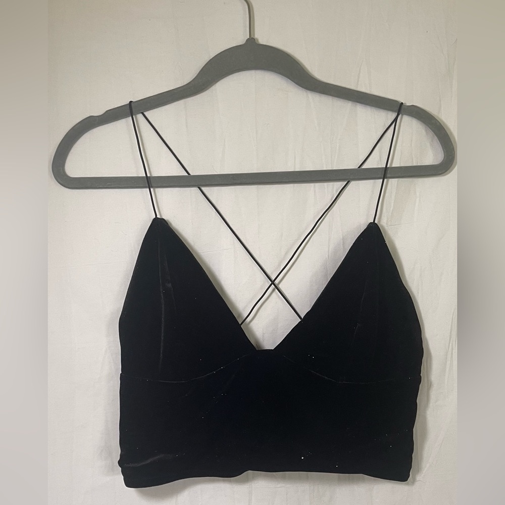 Sparkly Urban Outfitters Velvet Cropped Tank Top Size Large